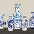 New Chinese Style Ceramic Utensils Blue and White Ceramic Ornaments Porcelain Jar Blue and White Porcelain Vase 3d model