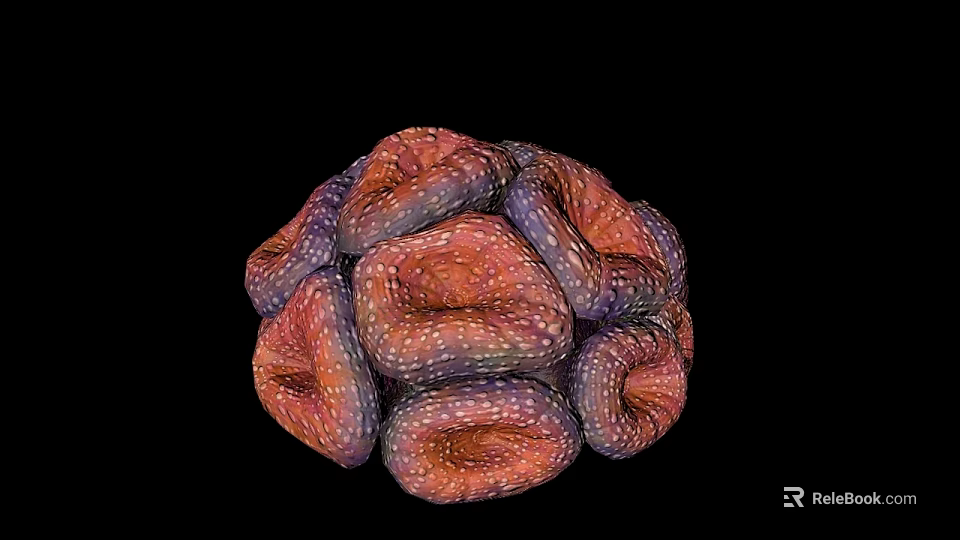 Vibrant Aquatic Animal With Ruffled Spherical Body Orange Purple Tones And White Dots 3d model 