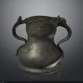 Ancient Bronze Sculpture Vessel With Carved Handles And Ornate Design Details