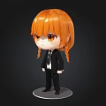 Cute Cartoon Character With Orange Braided Hair In Black Suit And Tie