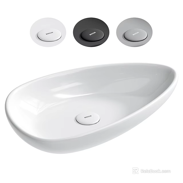 White Oval Ceramic Wash Basin with Three Colored Control Buttons and Sleek Design 3d model 