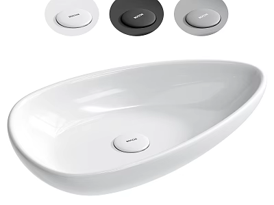 White Oval Ceramic Wash Basin with Three Colored Control Buttons and Sleek Design 3d model