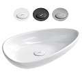White Oval Ceramic Wash Basin with Three Colored Control Buttons and Sleek Design 3d model