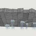 Modern Landscape Wall Design With Stone Texture And Flowing Water Features 3d model
