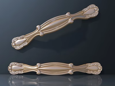 Golden Ornate Decorative Handles With Intricate Carved Patterns And Design Details 3d model
