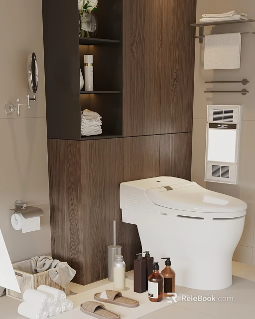 Modern Bathroom With Smart Toilet And Essential Accessories 3d model 
