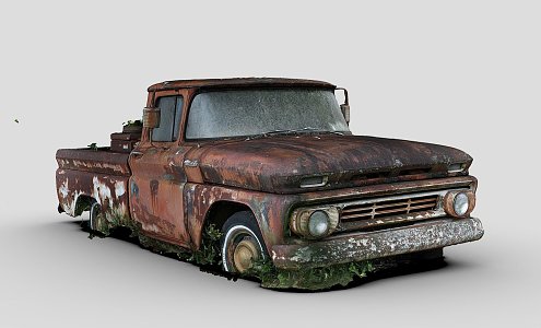 Truck in the bush 3d model