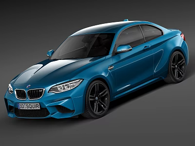 Blue Two Door Sports Coupe Featuring Sleek Body And Black Alloy Wheels 3d model