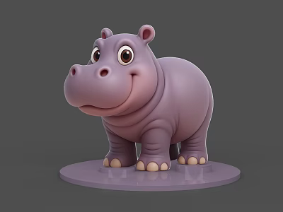 Animal Hippo Amphibian Cartoon Character Animation Character Movie Character Cartoon Character Handmade Silhouette 3d model
