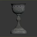 Elegant Silver Engraved Wine Goblet With Decorative Base And Ornate Patterns 3d model