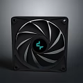 High Performance Black Cooling Fan With Green Logo And Spiral Blades