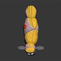 Gray Sheep Cartoon Character With Colorful Hat Yellow Outfit And Pink Patterns