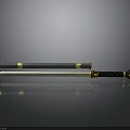 Detailed Sword With Black Scabbard Gold Decorations And Sharp Metal Blade