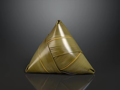 Traditional Chinese Glutinous Rice Dumpling Wrapped in Bamboo Leaves Triangular Shape 3d model