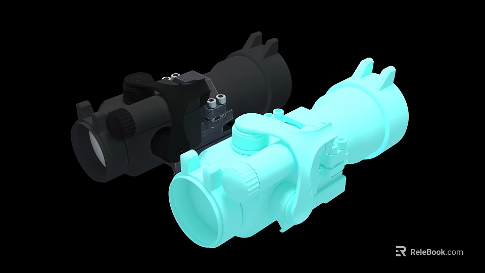 Weapon Scope Tactical Rifle Accessory Featuring Black And Blue Design High Precision Optical Sight 3d model 
