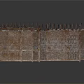 Multiple Metal Mesh Fence Panels With Spiked Tops For Scene Construction
