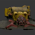 Rusty Yellow Heavy Duty Industrial Drill Machine With Red Drill Bit And Tracks