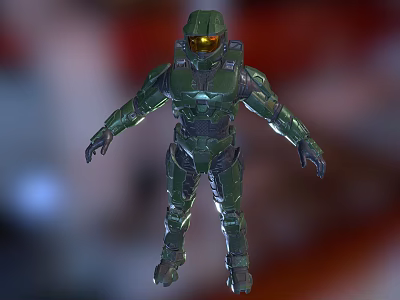 Green Armored Sci Fi Warrior Character With Full Body Armor And Yellow Goggles 3d model