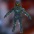 Green Armored Sci Fi Warrior Character With Full Body Armor And Yellow Goggles