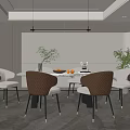 Elegant Modern Restaurant Interior With Round Dining Table Chairs Pendant Lights And Plants