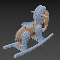 Wooden Elephant Rocking Doll With Light Blue Accents