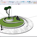 Circular Tree Pit Design With Green Grass And Surrounding Walkway Structure 3d model