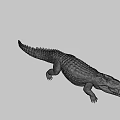 Game Movie Character Crocodile 3D Model With Open Mouth And Crawling Pose On Gray Background
