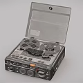 Vintage Audio Tape Recorder With Open Transparent Cover Tape Reels Control Buttons