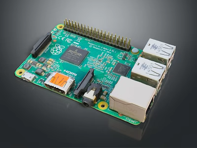 Raspberry Pi Development Board with Green Circuit Board USB HDMI and GPIO Ports 3d model