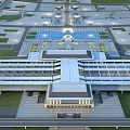 Modern Public Square Design With Central Fountain Symmetric Layout And Lighting Features