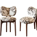 Stylish Dining Chairs With Floral Patterned Fabric And Wooden Legs Design