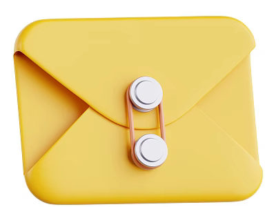Yellow Envelope Shaped Storage Pouch With Silver Buttons And Copper Connector 3d model