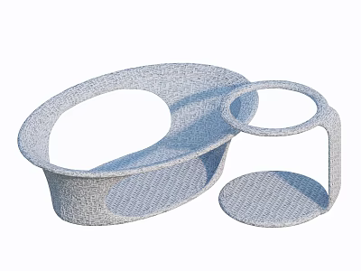 Modern Woven Coffee Table With Two Tier Design And Light Gray Finish 3d model