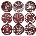 New Chinese Style Flower Lattice Carved Flower Lattice Window Flower Round Window Flower Carved Hollow Flower Window Vintage Pattern Window 3d model