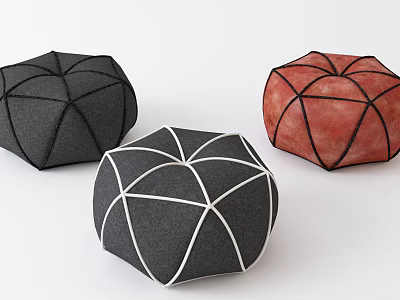 Geometric Stitched Ottoman In Black Gray Red For Modern Living Room Decor 3d model Geometric Stitched Ottoman In Black Gray Red For Modern Living Room Decor 3d model