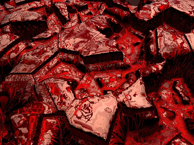 Vibrant Red Rock Crystal Landscape With Irregular Texture Glossy Surface And Layered Fractured Structure 3d model