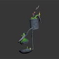Green And Gray 3D Model Components With Tool Shaped Parts And Yellow Stars
