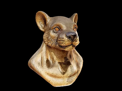 Leopard Wood Carving Female Lion Wood Carving Ornaments Decoration Scene Element Game Scene 3d model