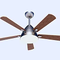 Modern Ceiling Fan With Wooden Blades Metal Base And Integrated Light