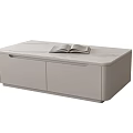 Modern Light Gray Coffee Table With Marble Top Drawers And Open Book On Surface 3d model