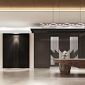 Modern Indoor Living Space With Marble Counter Table Rattan Chair And Potted Plant
