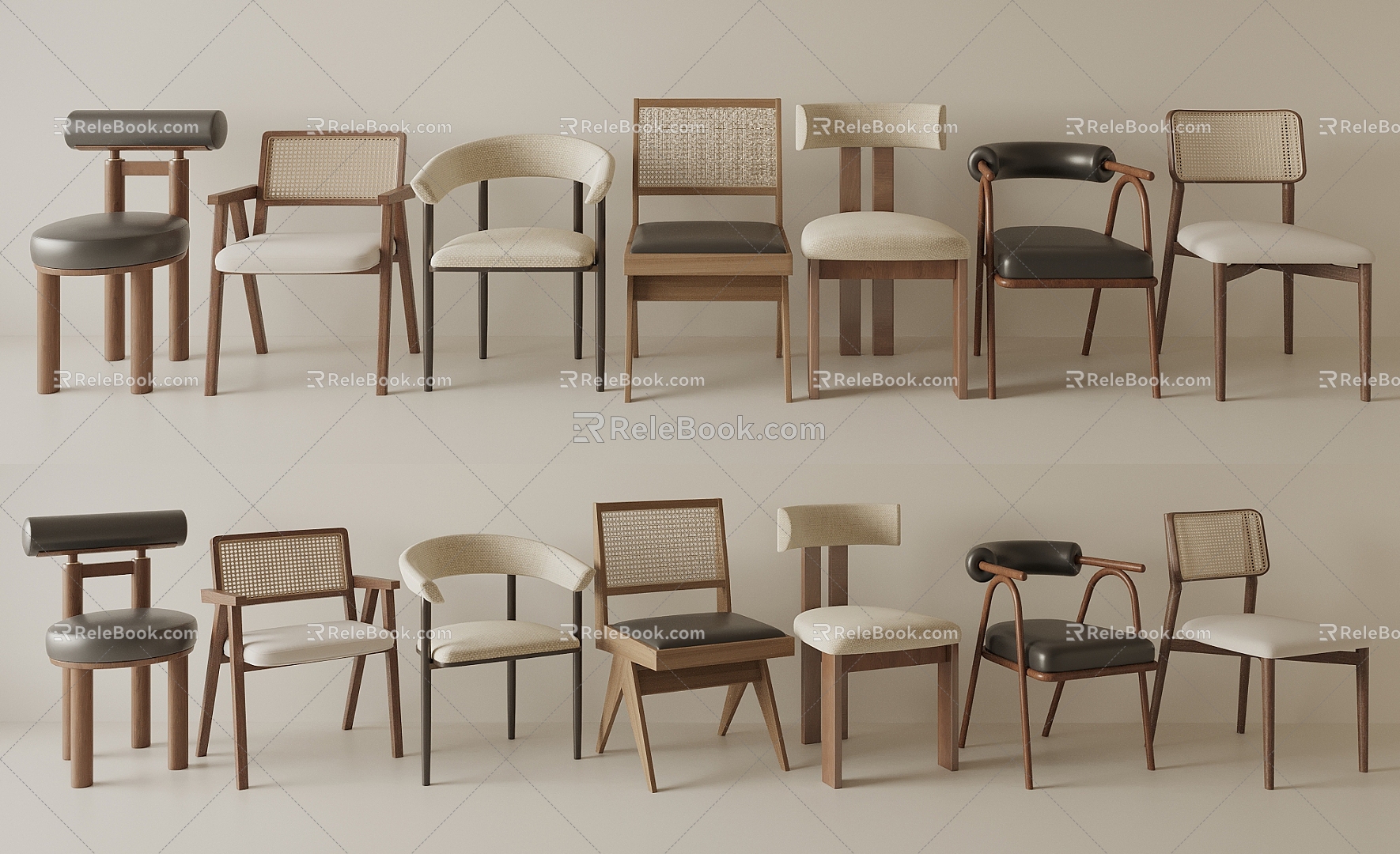 Quiet Ancient Style Dining Chair Single Chair 3d model