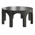 Modern Black Round Coffee Table Featuring Solid Top And Arched Legs Design 3d model