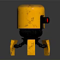 Small Golden Robot 3D Model With Dome Red Light And Yellow Legs 3d model