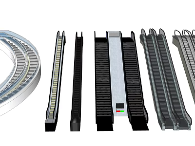 Different Types of Modern Elevators and Escalators with Various Structures 3d model