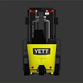 Yellow And Black Electric Forklift With Cab And Front Forks Design