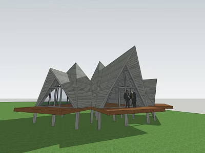 Modern Wooden House Snow Mountain Holiday Leisure Homestay Wooden House 3d model