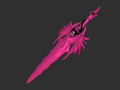 Pink Decorative Sword With Spiked Structure And Eye Ornament For Fantasy Battle 3d model
