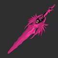 Pink Decorative Sword With Spiked Structure And Eye Ornament For Fantasy Battle