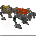 Futuristic Mechanical Creature With Multi Legged Metal Structure And Yellow Red Components